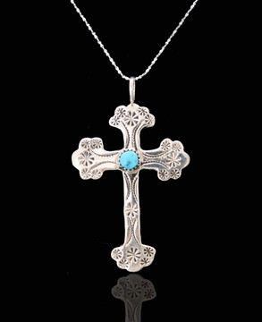 Luyu Sterling Silver & Turquoise Starburst Cross