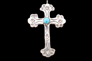 Luyu Sterling Silver & Turquoise Starburst Cross