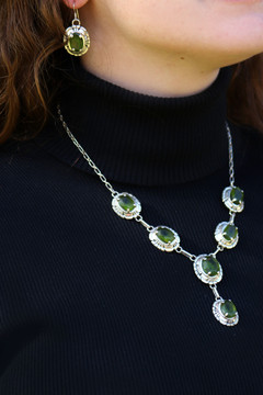 Lana Green Garnet & Sterling Silver Necklace & Earrings