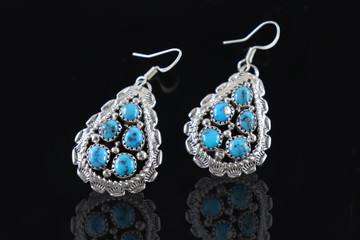 Etu Turquoise & Sterling Silver Teardrop Cluster Earrings