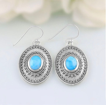 Larimar Medallion Earrings