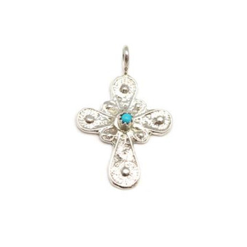 Luyu Sterling Silver & Turquoise San Miguel Cross