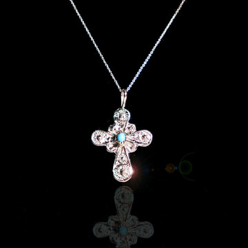 Luyu Sterling Silver & Turquoise San Miguel Cross