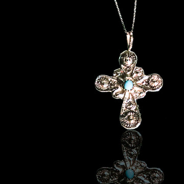 Luyu Sterling Silver & Turquoise San Miguel Cross