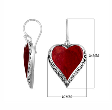 Cinta Sterling Silver & Coral Heart Shaped Earrings