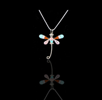 Wemme Inlay Dragonfly Pin/Pendant & Chain II