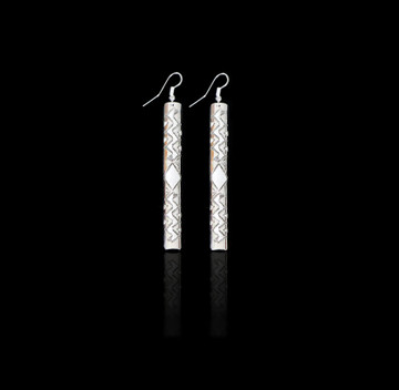 Aiyana Big Mountain Sterling Silver Long Bar Earrings