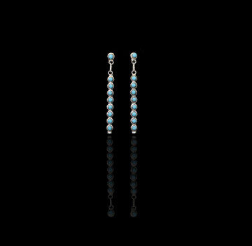 Luyu Nine-Stone Turquoise & Sterling Silver Bar Earrings