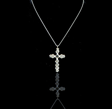 Luyu Angel Fire Onyx & Sterling Silver Cross