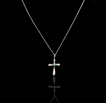 Aiyana Sterling Silver Cross & Turquoise Necklace