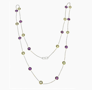 Purple & Green Amethyst Opera Necklace