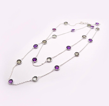 Purple & Green Amethyst Opera Necklace