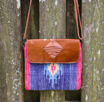 Rio Roja Up-cycled Crossbody w/ Genuine Cowhide - Brown