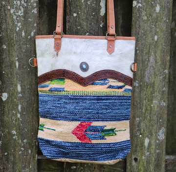 Seven Rivers Up-cycled Tote w/ Genuine Leather & Cowhide