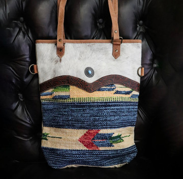 Seven Rivers Up-cycled Tote w/ Genuine Leather & Cowhide