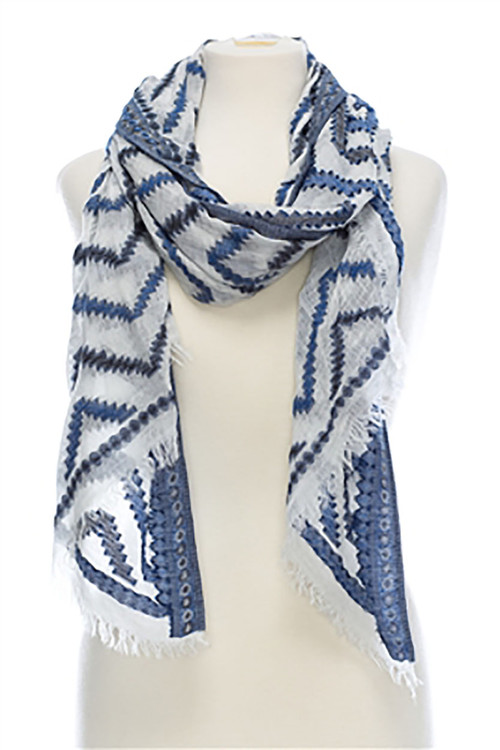 Sedona  Denim and White Sheer Woven Scarf