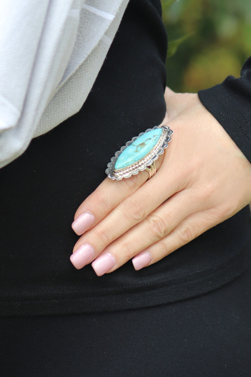 Lana Scallop-Edged Turquoise Ring Size 8