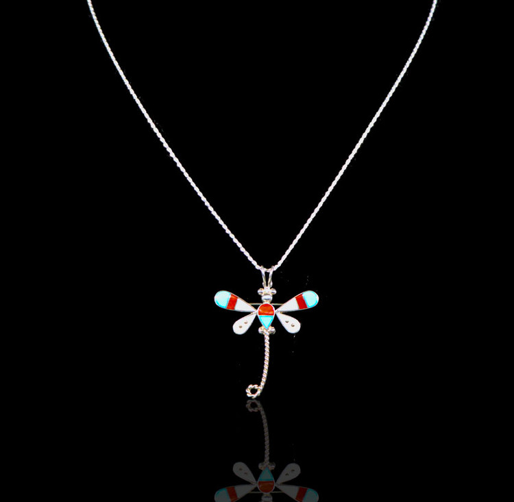 Wemme Inlay Dragonfly Pin/Pendant & Chain
