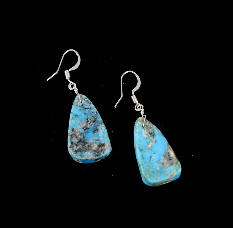 Chibi Natural-Cut Dark Turquoise Drop Earrings