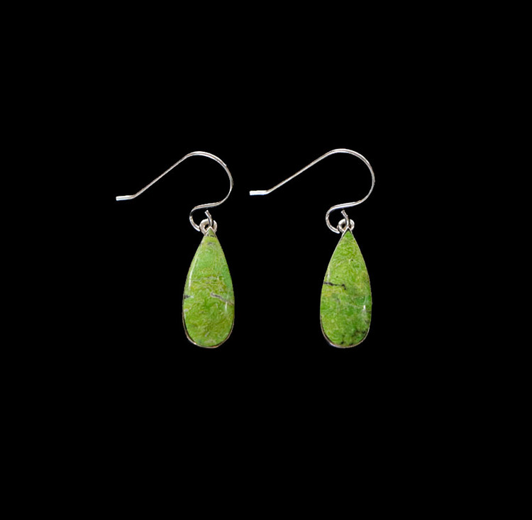 Webster Collection Green Hubei Turquoise & Sterling Teardrop Earrings