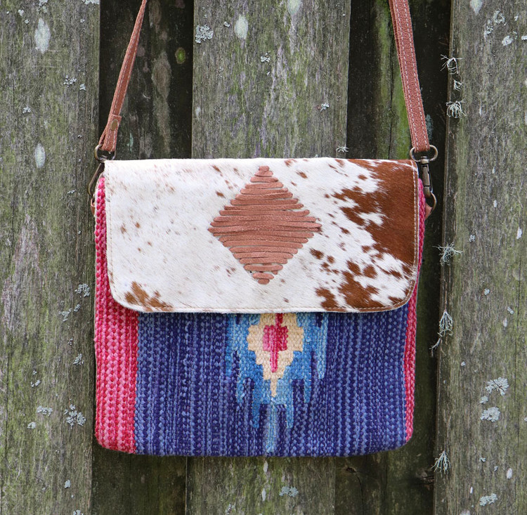 Rio Roja Up-cycled Crossbody with Genuine Cowhide - Spotted