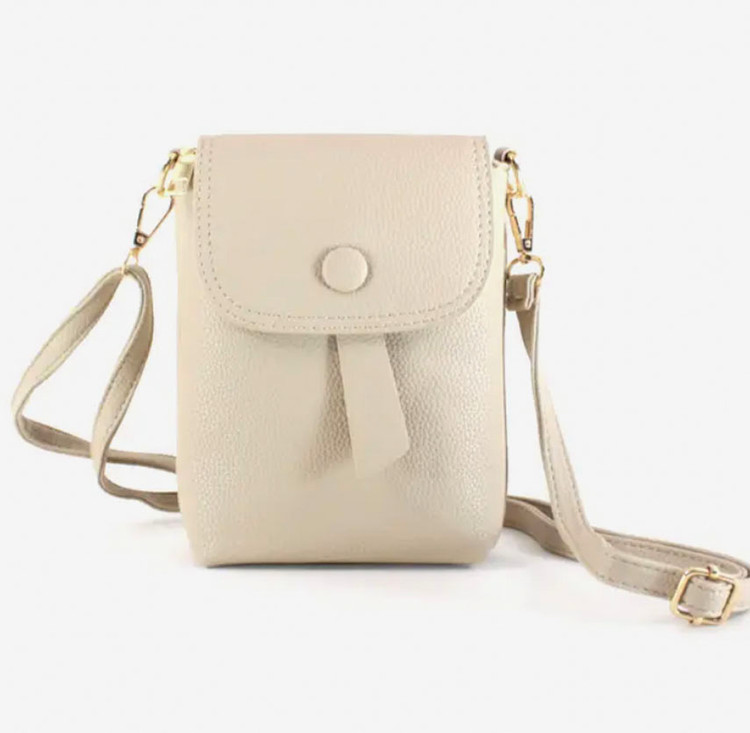 Covered Button Crossbody Bag Cream