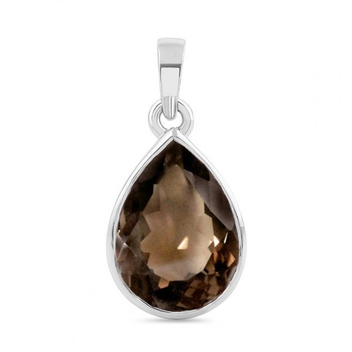 Bolai Natural Smoky Quartz 925 Sterling Silver Pendant Necklace Pear  15*10mm Gemstone Fine Jewelry for Women Gift Free Chain 18