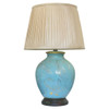 Pair of Oriental Table Lamps - Turquoise Feather