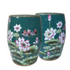 Oriental Lotus Flower Porcelain Stool