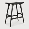 Ethnicraft Osso Black Oak & Leather Counter Stool