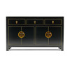 Chinese Style Black Lacquer Sideboard with Drawers & Cupboards