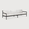 Ethnicraft Black Teak Jack Outdoor 3 Seat Sofa Off White