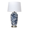 Pair of Oriental Vase Table Lamps - Monstera Leaf