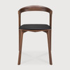 Ethnicraft Bok Dining Chair – Solid Teak with Walnut Finish & Black Leather Seatpad Sculptural Modern Design, FSC Certified