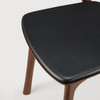 Ethnicraft Bok Dining Chair – Solid Teak with Walnut Finish & Black Leather Seatpad Sculptural Modern Design, FSC Certified