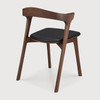 Ethnicraft Bok Dining Chair – Solid Teak with Walnut Finish & Black Leather Seatpad Sculptural Modern Design, FSC Certified