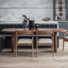Libra Monterey Upholstered Dining Chair Dark Wood Frame with Cappuccino Fabric and Curved Back