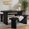 Oval Fluted Dining Table With 2 Benches Black – Fluted Wood, Japandi Rounded Design – Axel