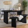 Oval Fluted Dining Table With 2 Chairs And Bench Black – Fluted, Japandi Rounded Design – Axel