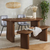 Oval Fluted Dining Table With 2 Chairs And Bench Walnut – Fluted, Japandi Rounded Design – Axel
