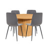 Round Fluted Dining Table with 4 Chairs Oak – Fluted Oak, Japandi Rounded Design – Axel