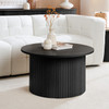 Round Fluted Coffee Table Black, Oak – Fluted Oak, Japandi Rounded Design – Axel