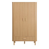 2 Door 1 Drawer Fluted Wardrobe Oak, Natural – Fluted Oak, Japandi Rounded Design – Axel