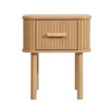 1 Drawer Fluted Bedside Oak, Natural – Fluted Oak, Japandi Rounded Design – Axel