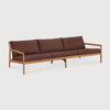 Ethnicraft Teak Outdoor 3 Seat Sofa Jack Burgundy Cushions