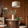 Gold Adjustable Arc Floor Lamp Natural Linen Shade -Archie