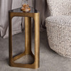 Libra Thorpe Triangular Accent Table – Smoked Gold Frame & Black Tinted Glass H60cm