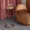 Libra Iota Accent Table – Forest Brown Marble, Smoked Gold Frame H59cm