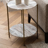 Libra Toronto Marble Top & Base Side Table – Grey Marble Antique Brass 43×43×53cm