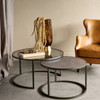 Libra Turner Set of 2 Nesting Coffee Tables – Clear Glass & Slate‑Effect